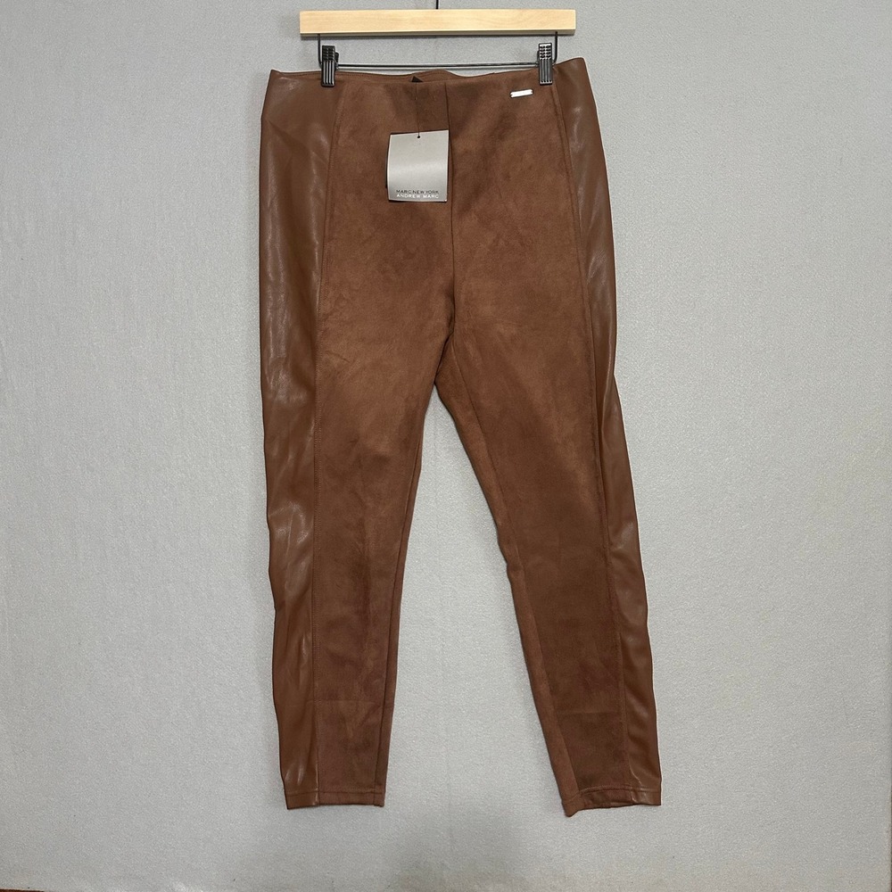 Marc New York Andrew Marc Brown Faux Suede Leather Leggings Pants Large‎ NWT